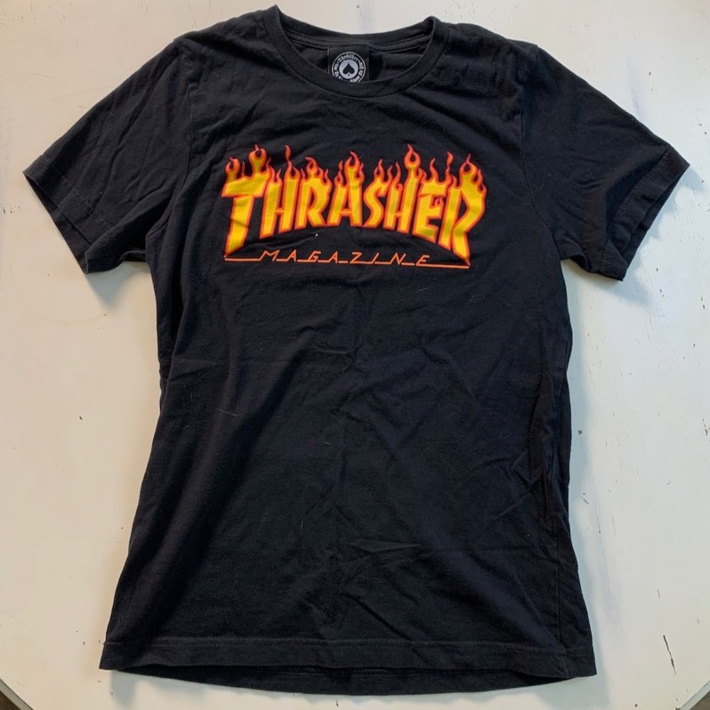 Thrasher Skate Magazine Flames T-Shirt - Sz Small